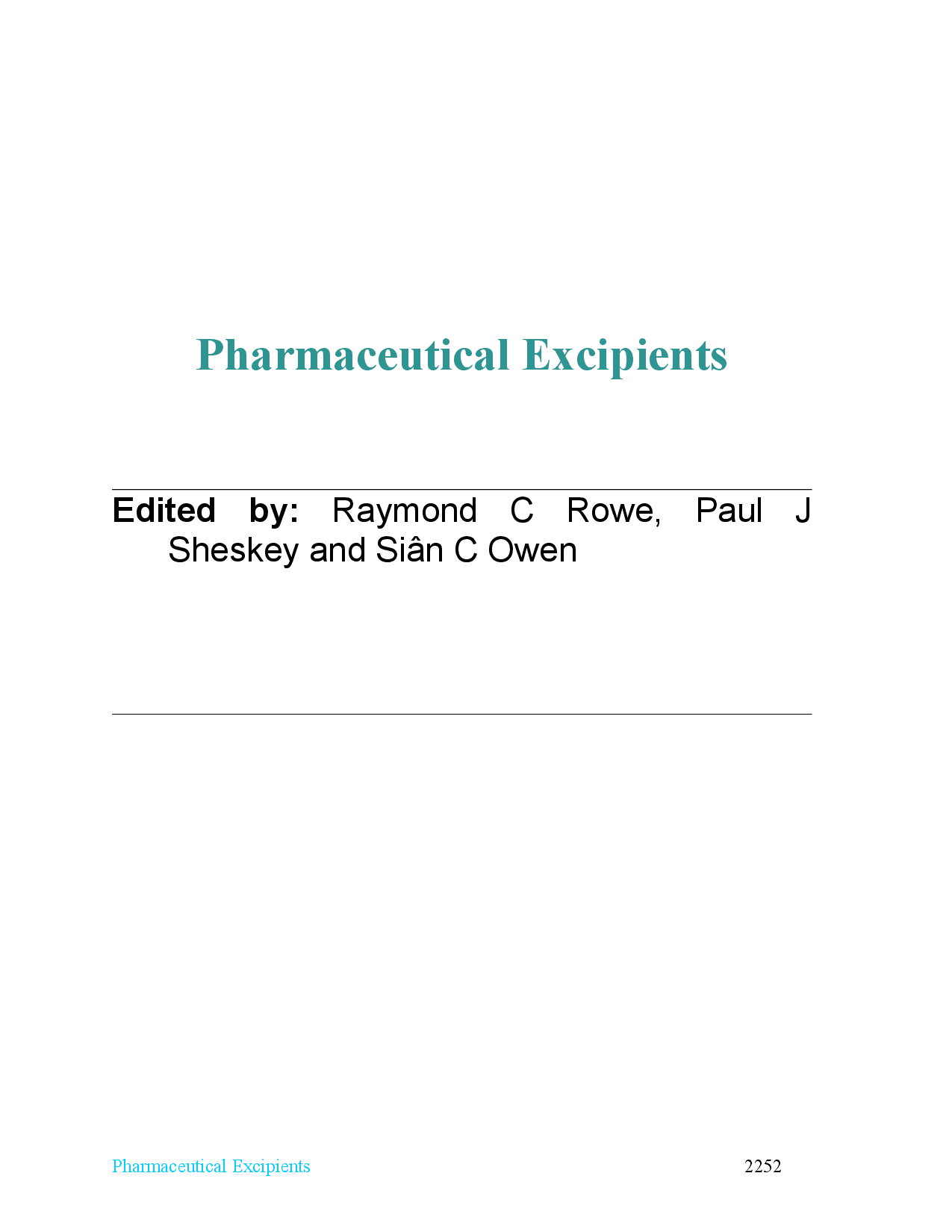 Pharmaceutical Excipient Handbook